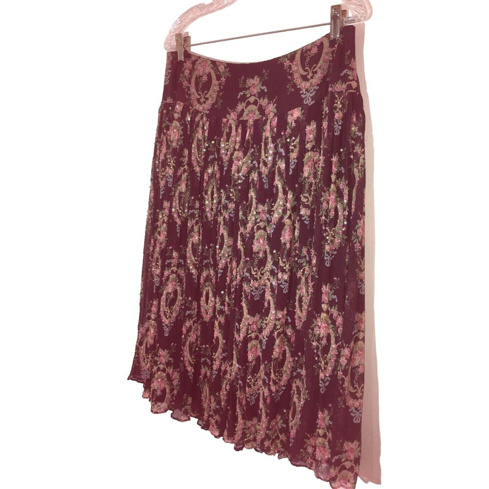INC INTERNATIONAL CONCEPTS 10 100% Silk AB Beaded Drop Waist A-Line Skirt Med - Picture 3 of 5